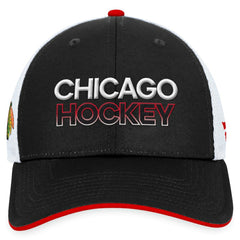 NHL Black Chicago Blackhawks Fanatics Authentic Pro Rink Trucker Adjustable Hat