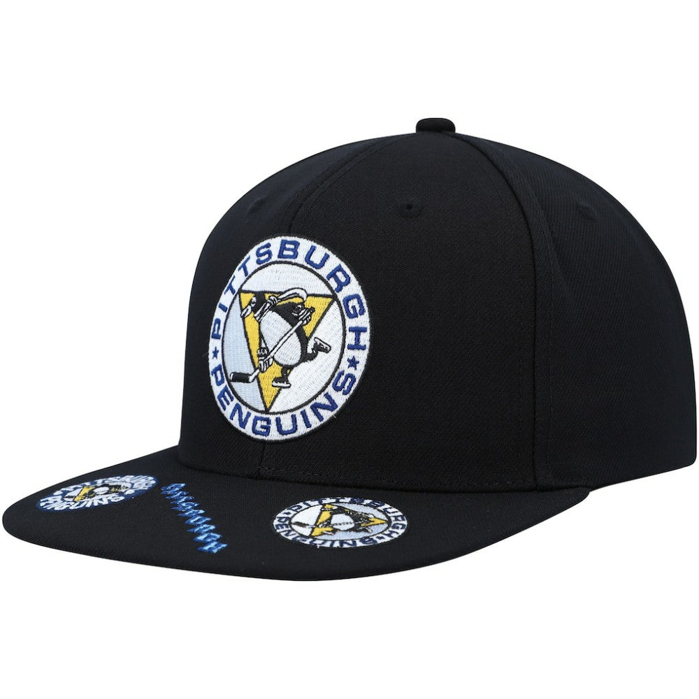 NHL Black Pittsburgh Penguins Mitchell & Ness Vintage Hat Trick Snapback Hat