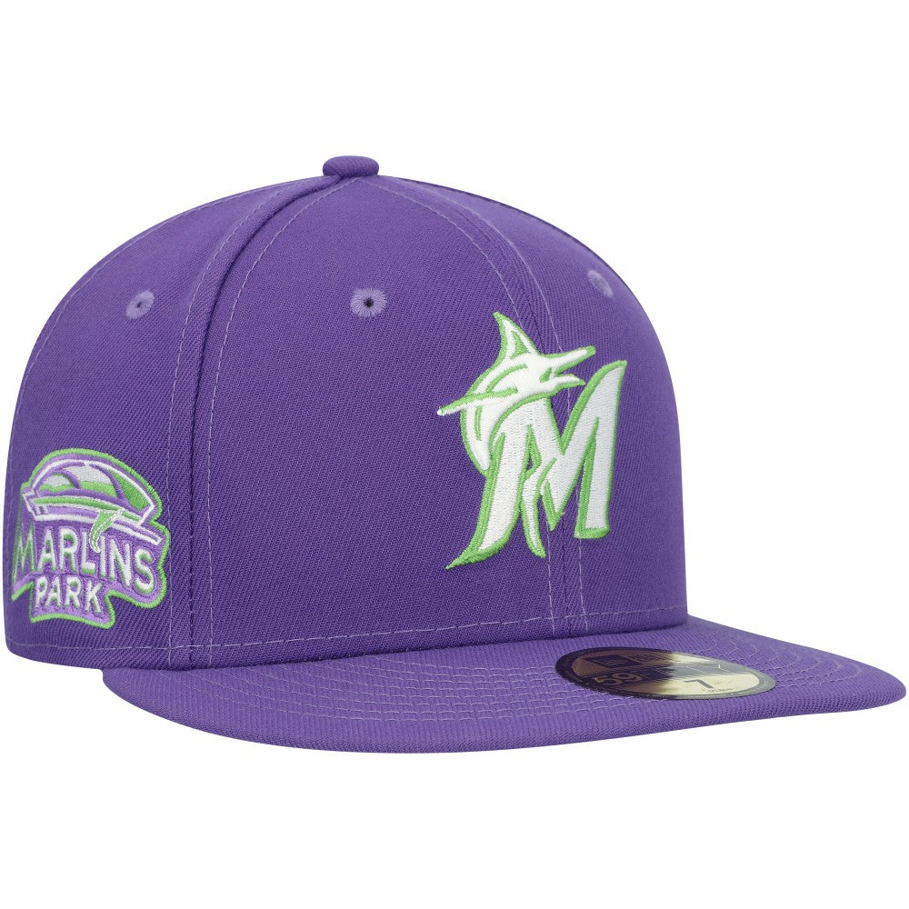 MLB Miami Marlins New Era Lime Side Patch 59FIFTY Fitted Hat