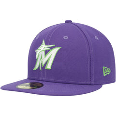 MLB Miami Marlins New Era Lime Side Patch 59FIFTY Fitted Hat