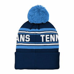 Youth Jacquard Cuffed Knit Hat with Pom - Tennessee Titans
