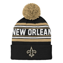 Preschool Jacquard Cuffed Knit Hat with Pom - New Orleans Saints