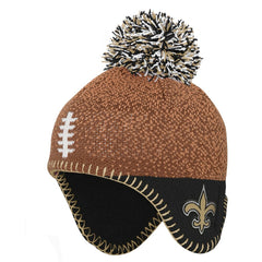 Preschool Football Head Knit Hat with Pom - New Orleans Saints