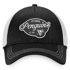 NHL Black/White Pittsburgh Penguins Fanatics Women's Fundamental Trucker Adjustable Hat
