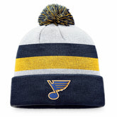 NHL Navy/Gold St. Louis Blues Fanatics Fundamental Cuffed Knit Hat with Pom