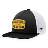 NHL Black/White Pittsburgh Penguins Fanatics Foam Front Patch Trucker Snapback Hat