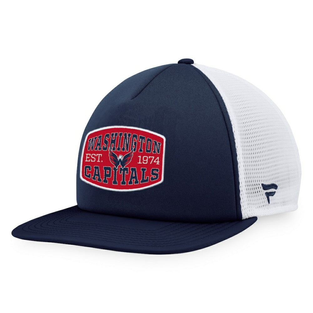 NHL Navy/White Washington Capitals Fanatics Foam Front Patch Trucker Snapback Hat
