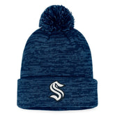 NHL Deep Sea Blue Seattle Kraken Fanatics Fundamental Cuffed Knit Hat with Pom