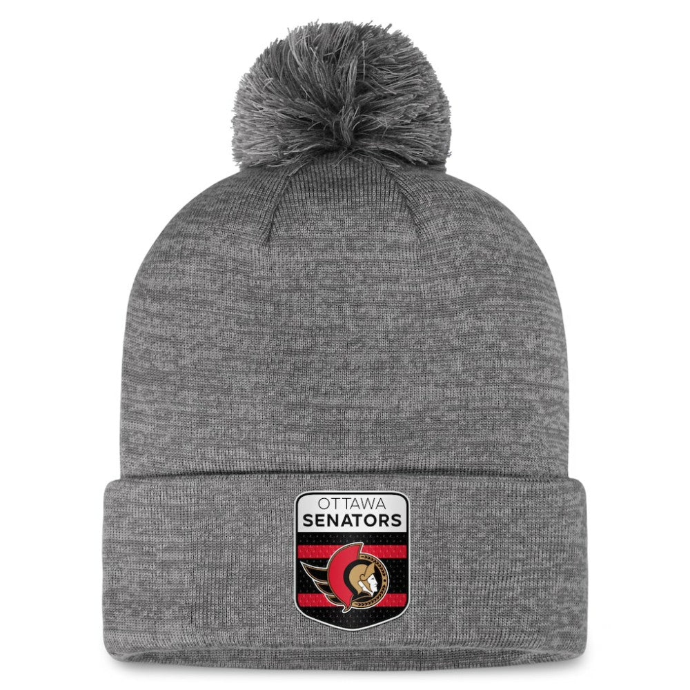 NHL Gray Ottawa Senators Fanatics Authentic Pro Home Ice Cuffed Knit Hat with Pom