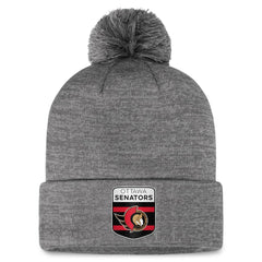 NHL Gray Ottawa Senators Fanatics Authentic Pro Home Ice Cuffed Knit Hat with Pom