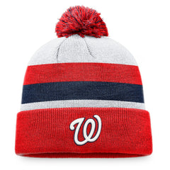 MLB Washington Nationals Fanatics Stripe Cuffed Knit Hat with Pom