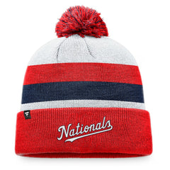 MLB Washington Nationals Fanatics Stripe Cuffed Knit Hat with Pom