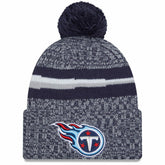 Youth 2023 Sideline Cuffed Knit Hat With Pom - Tennessee Titans