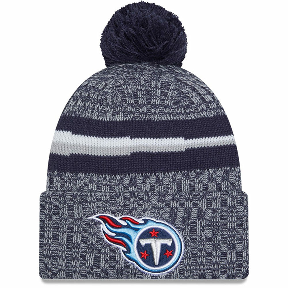 2023 Sideline Cuffed Knit Hat With Pom - Tennessee Titans