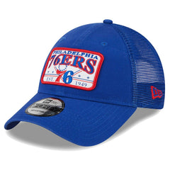 NBA Philadelphia 76ers Plate Oversized Patch Trucker 9FORTY Adjustable Hat