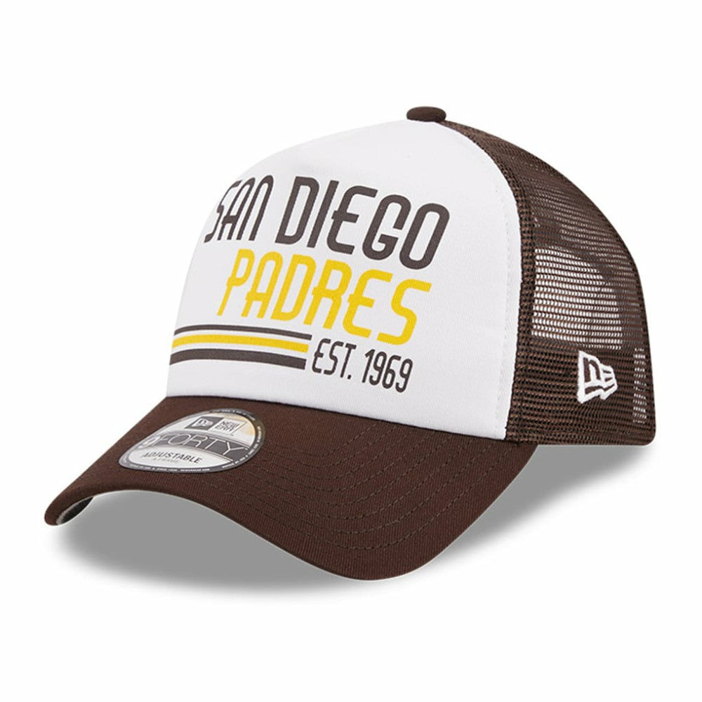 MLB San Diego Padres New Era Stacked A-Frame Trucker 9FORTY Adjustable Hat