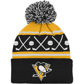 NHL Black Pittsburgh Penguins Preschool Faceoff Cuffed Knit Hat with Pom