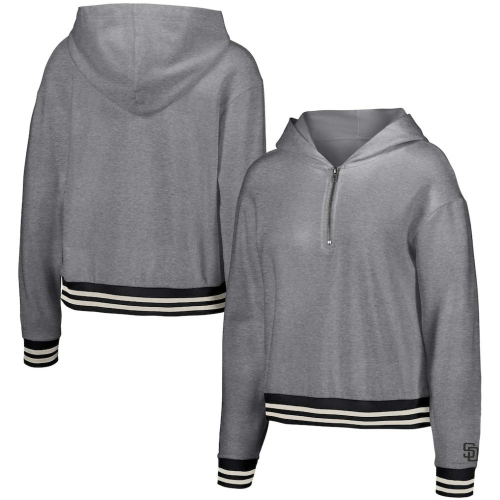 MLB San Diego Padres Lusso Women's Magnolia Tri-Blend Quarter-Zip Hoodie