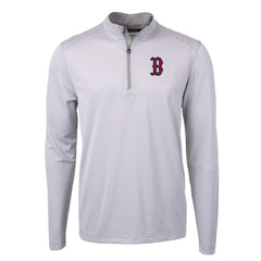 MLB Boston Red Sox Cutter & Buck Virtue Eco Pique Micro Stripe Recycled Quarter-Zip Pullover Top