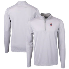 MLB Chicago Cubs Cutter & Buck Virtue Eco Pique Micro Stripe Recycled Quarter-Zip Pullover Top