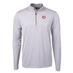MLB Cincinnati Reds Cutter & Buck Virtue Eco Pique Micro Stripe Recycled Quarter-Zip Pullover Top