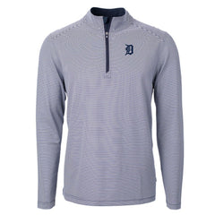 MLB Detroit Tigers Cutter & Buck Virtue Eco Pique Micro Stripe Recycled Quarter-Zip Pullover Top