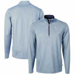MLB Kansas City Royals Cutter & Buck Virtue Eco Pique Micro Stripe Recycled Quarter-Zip Pullover Top
