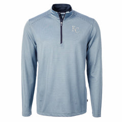 MLB Kansas City Royals Cutter & Buck Virtue Eco Pique Micro Stripe Recycled Quarter-Zip Pullover Top