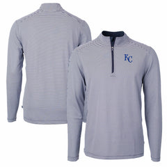 MLB Kansas City Royals Cutter & Buck Virtue Eco Pique Micro Stripe Recycled Quarter-Zip Pullover Top