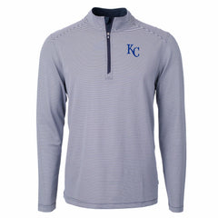 MLB Kansas City Royals Cutter & Buck Virtue Eco Pique Micro Stripe Recycled Quarter-Zip Pullover Top