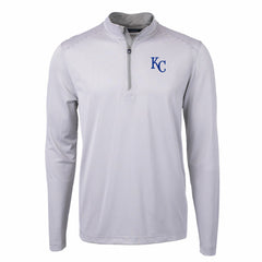 MLB Kansas City Royals Cutter & Buck Virtue Eco Pique Micro Stripe Recycled Quarter-Zip Pullover Top