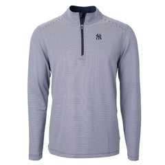 MLB New York Yankees Cutter & Buck Virtue Eco Pique Micro Stripe Recycled Quarter-Zip Pullover Top