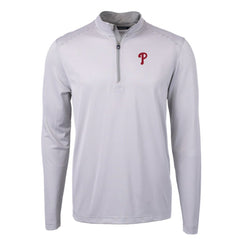 MLB Philadelphia Phillies Cutter & Buck Virtue Eco Pique Micro Stripe Recycled Quarter-Zip Pullover Top