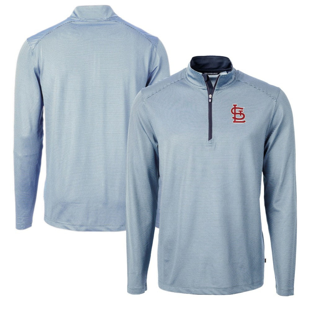 MLB St. Louis Cardinals Cutter & Buck Virtue Eco Pique Micro Stripe Recycled Quarter-Zip Pullover Top