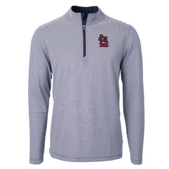 MLB St. Louis Cardinals Cutter & Buck Virtue Eco Pique Micro Stripe Recycled Quarter-Zip Pullover Top