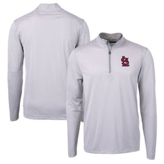 MLB St. Louis Cardinals Cutter & Buck Virtue Eco Pique Micro Stripe Recycled Quarter-Zip Pullover Top