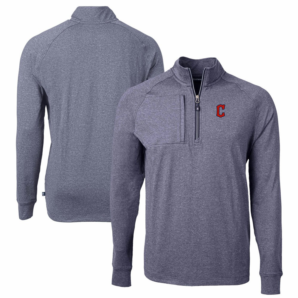 MLB Cleveland Guardians Cutter & Buck Adapt Eco Knit Stretch Recycled Quarter-Zip Pullover Top