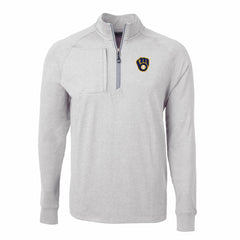 MLB Milwaukee Brewers Cutter & Buck Adapt Eco Knit Stretch Recycled Quarter-Zip Pullover Top
