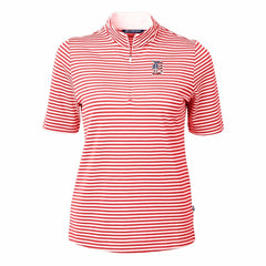 MLB Detroit Tigers Cutter & Buck Women's Virtue Eco Pique Stripe Recycled Quarter-Zip Pullover Top
