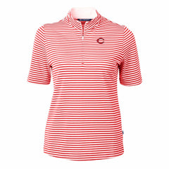 MLB Cincinnati Reds Cutter & Buck Women's Virtue Eco Pique Stripe Top
