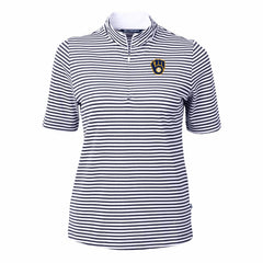 MLB Milwaukee Brewers Cutter & Buck Women's Virtue Eco Pique Stripe Top