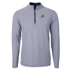 MLB Atlanta Braves Cutter & Buck Virtue Eco Pique Micro Stripe Big & Tall Recycled Quarter-Zip Pullover Top