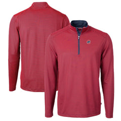 MLB Chicago Cubs Cutter & Buck Virtue Eco Pique Micro Stripe Big & Tall Recycled Quarter-Zip Pullover Top