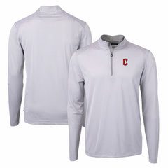 MLB Cleveland Guardians Cutter & Buck Virtue Eco Pique Micro Stripe Big & Tall Recycled Quarter-Zip Pullover Top
