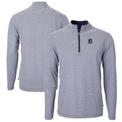 MLB Detroit Tigers Cutter & Buck Virtue Eco Pique Micro Stripe Big & Tall Recycled Quarter-Zip Pullover Top
