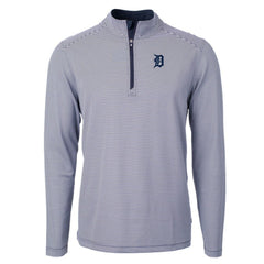 MLB Detroit Tigers Cutter & Buck Virtue Eco Pique Micro Stripe Big & Tall Recycled Quarter-Zip Pullover Top