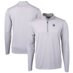 MLB New York Yankees Cutter & Buck Virtue Eco Pique Micro Stripe Big & Tall Recycled Quarter-Zip Pullover Top