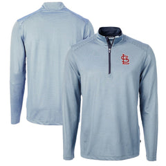 MLB St. Louis Cardinals Cutter & Buck Virtue Eco Pique Micro Stripe Big & Tall Recycled Quarter-Zip Pullover Top