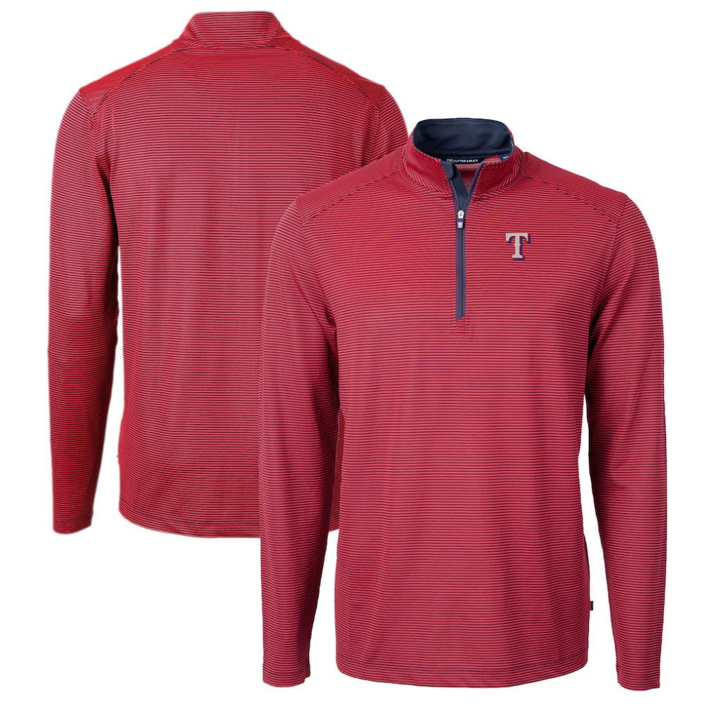 MLB Texas Rangers Cutter & Buck Virtue Eco Pique Micro Stripe Big & Tall Recycled Quarter-Zip Pullover Top