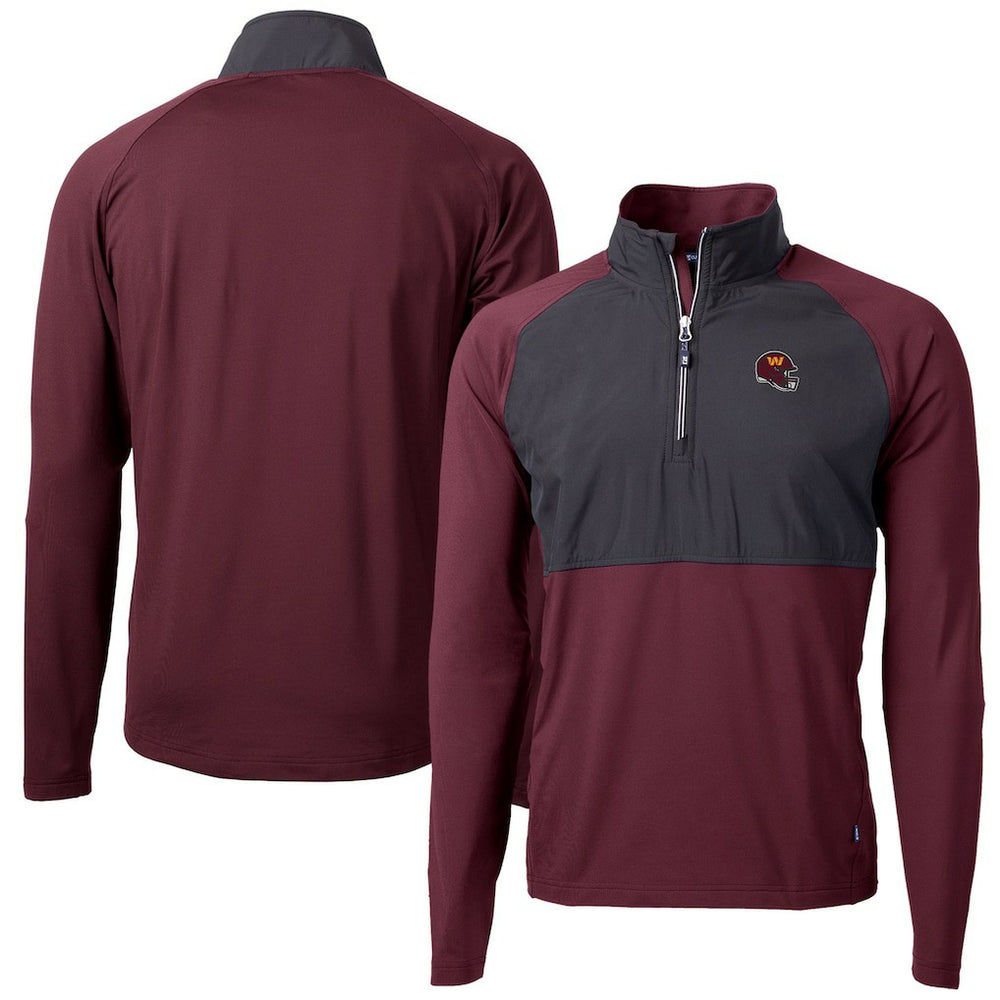 Cutter & Buck Helmet Adapt Eco Knit Hybrid Recycled Quarter-Zip Pullover Top - Washington Commanders